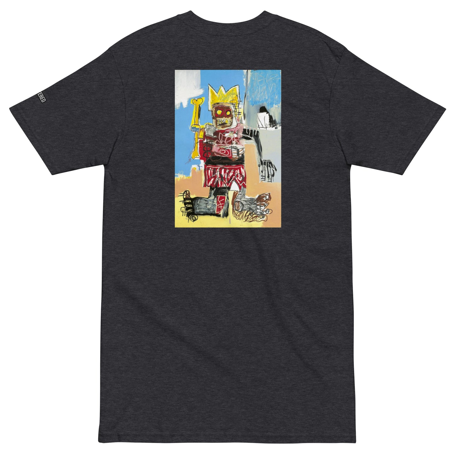 Jean-Michel Basquiat "Untitled" Artwork Embroidered + Printed Premium Charcoal Grey Streetwear T-shirt SCattered