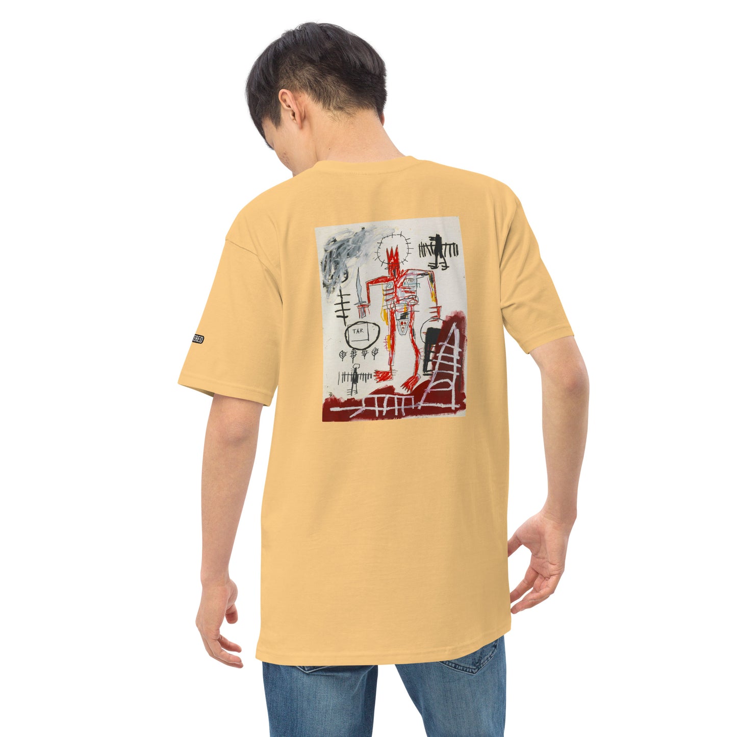 Jean-Michel Basquiat "Untitled" Artwork Printed Premium Yellow Streetwear Crewneck T-shirt