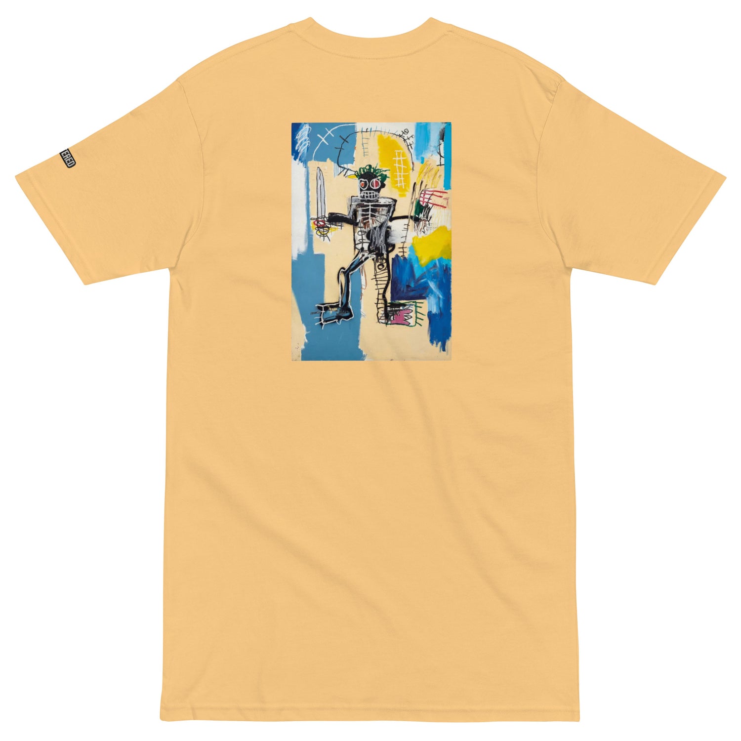 Jean-Michel Basquiat "Warrior" Artwork Embroidered + Printed Premium Yellow Streetwear  T-shirt Scattered