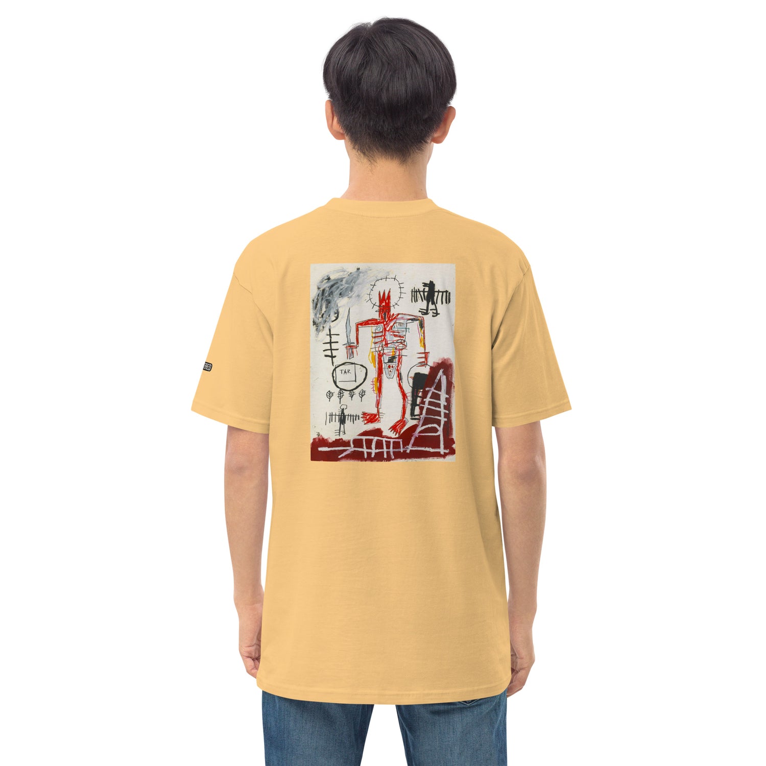 Jean-Michel Basquiat "Untitled" Artwork Printed Premium Yellow Streetwear Crewneck T-shirt