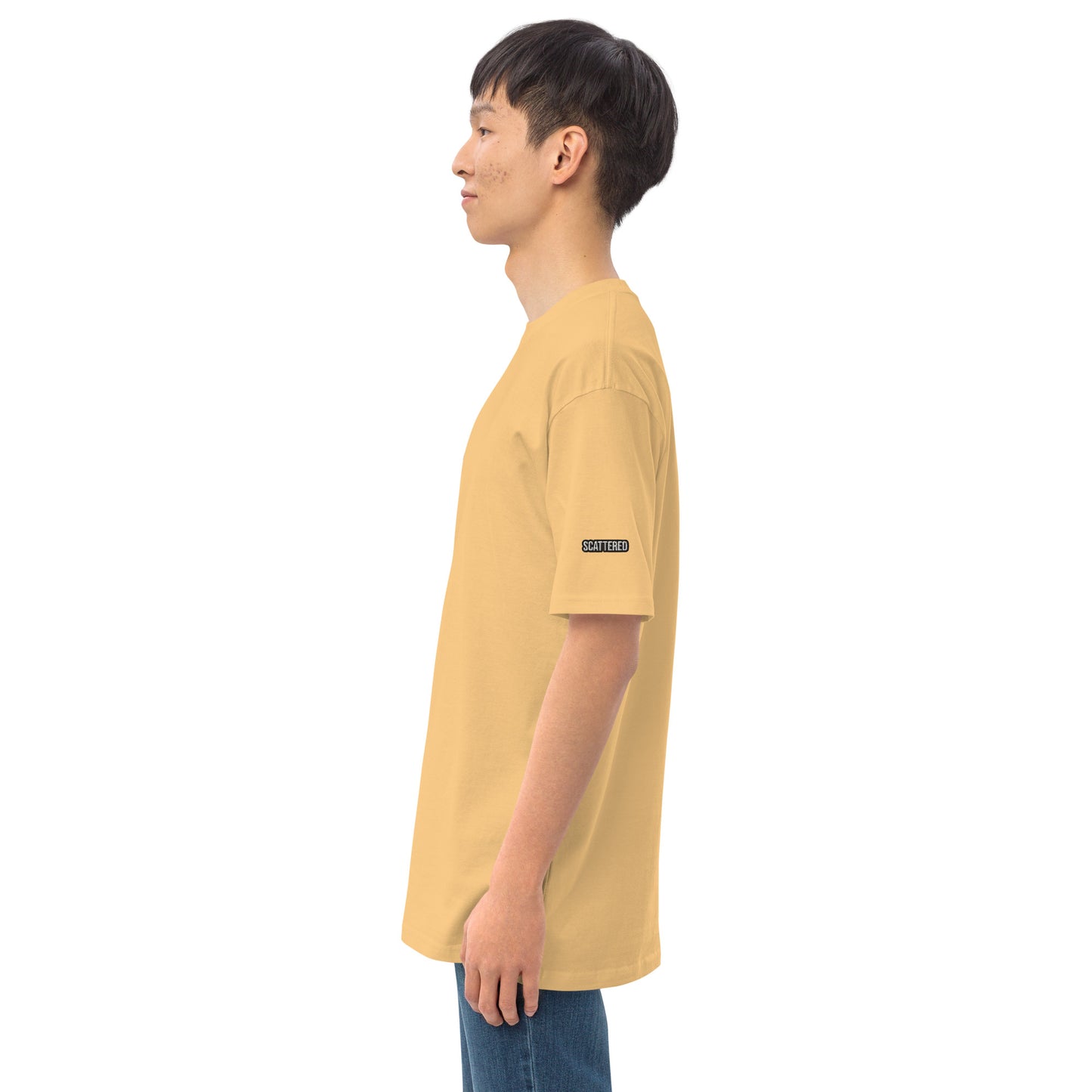 New York Apple Logo Embroidered Yellow T-Shirt Scattered Streetwear