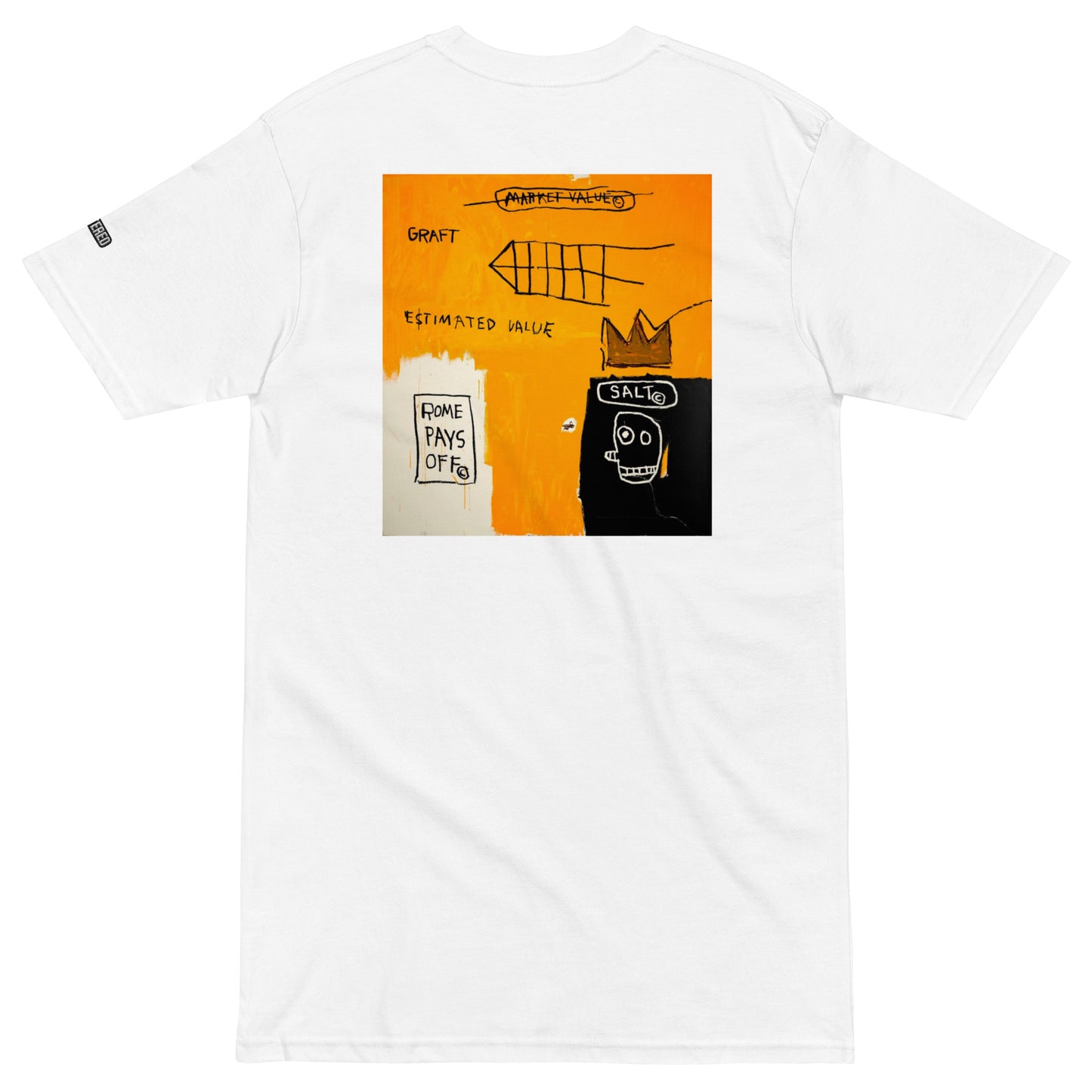 Jean-Michel Basquiat "Rome Pays Off" Artwork Printed Premium Crewneck T-shirt