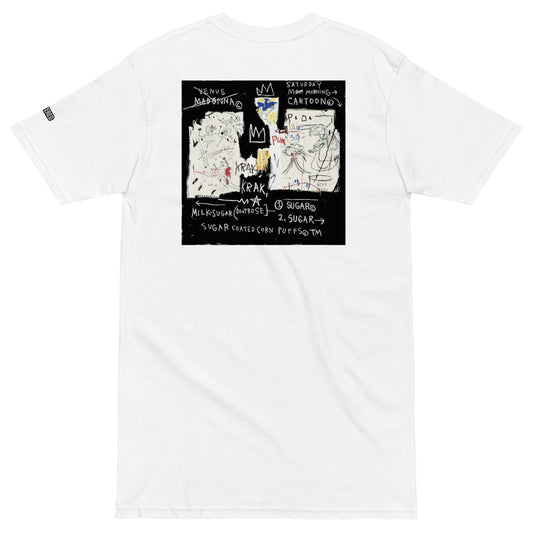 Jean-Michel Basquiat "A Panel of Experts" Artwork Printed Premium White Streetwear Crewneck T-shirt Scattered