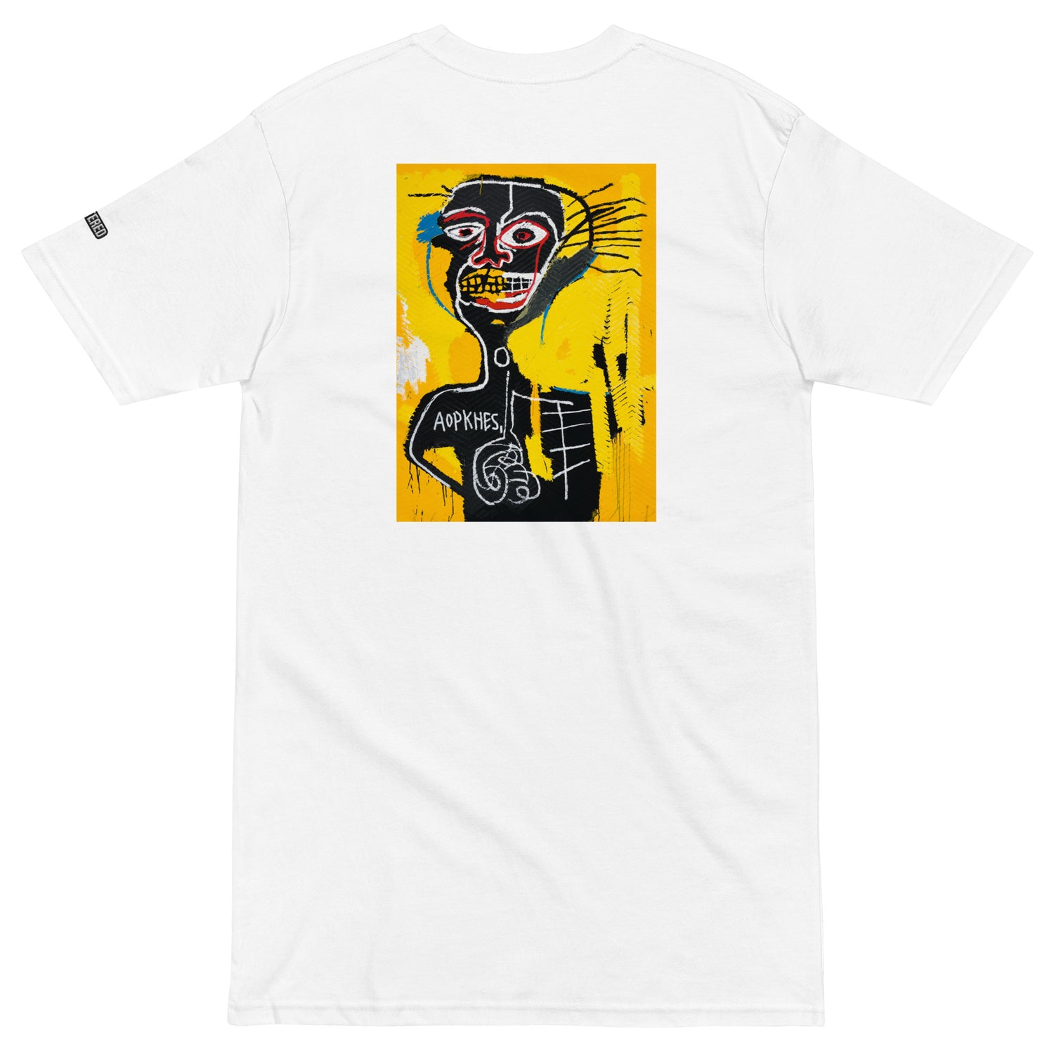Jean-Michel Basquiat "Cabeza" Artwork Embroidered + Printed Premium White Streetwear T-shirt Scattered