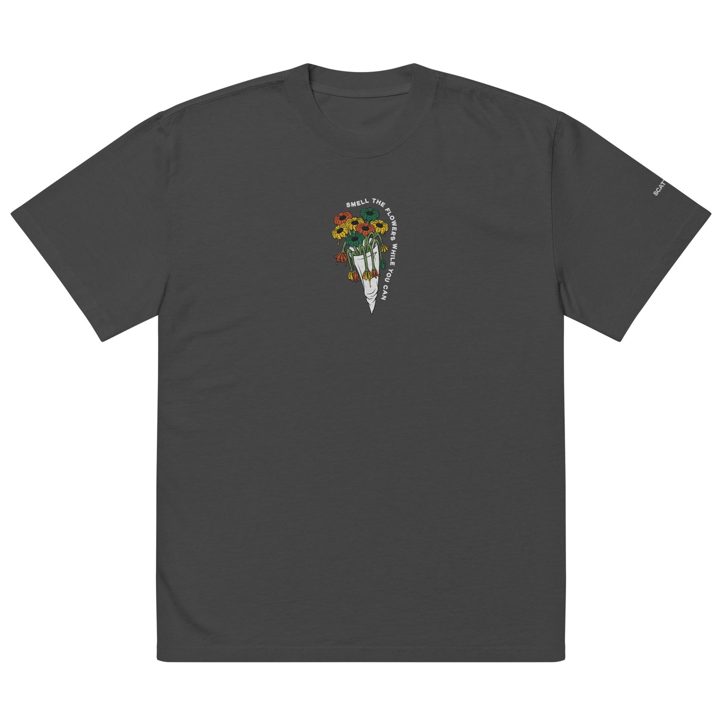 Scattered x Dripped Gawd Smell the Flowers Embroidered Faded T-shirt