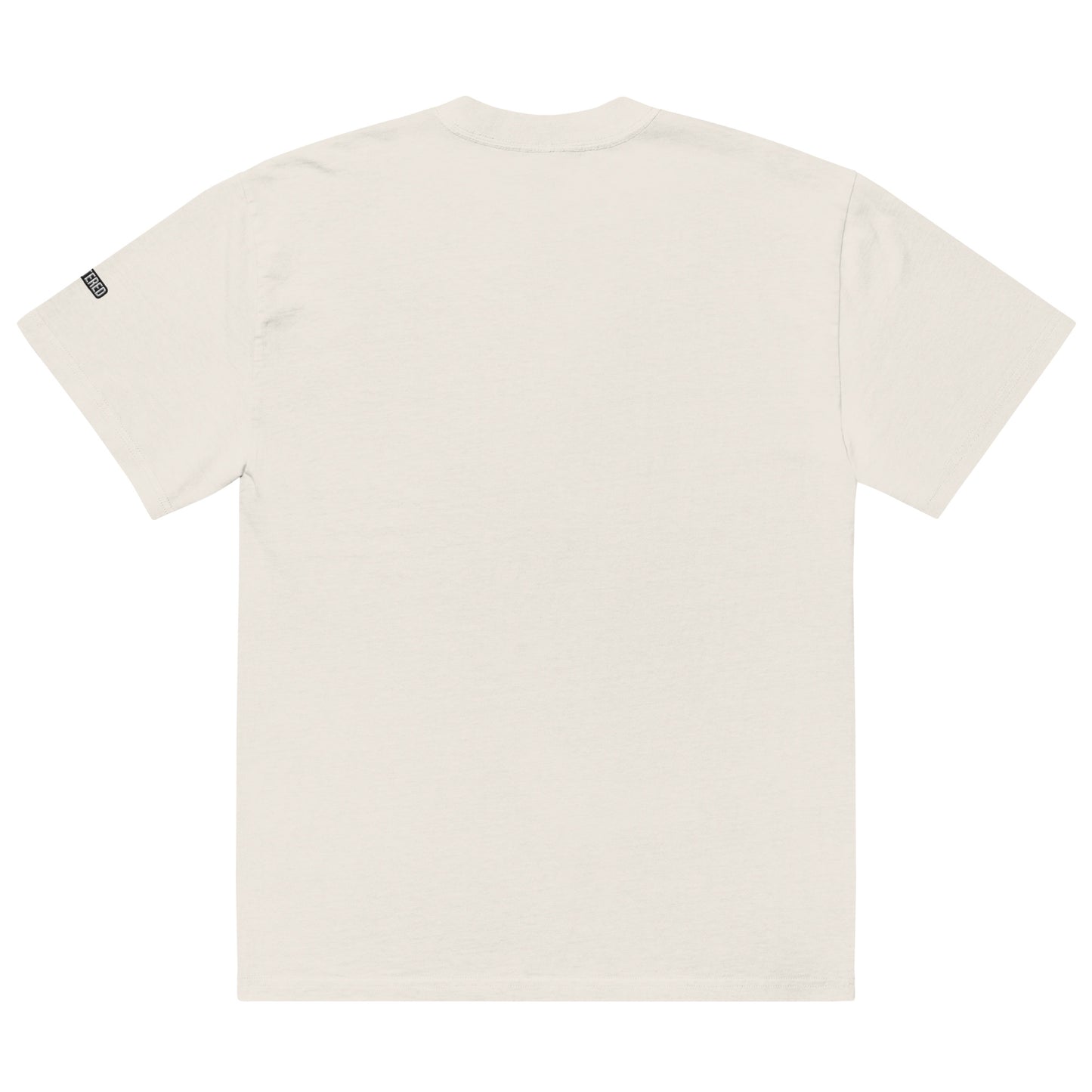 New York Apple Logo Embroidered Oversized Faded Bone White T-Shirt Scattered Streetwear