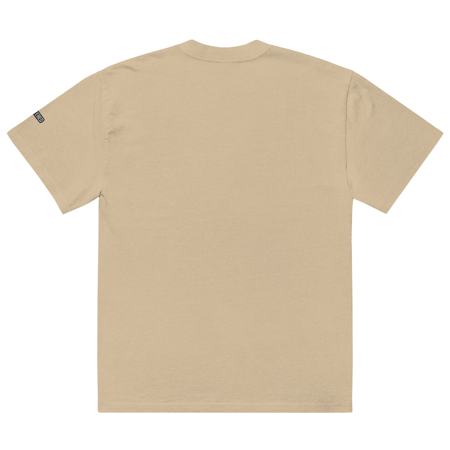 New York Apple Logo Embroidered Oversized Faded Bone Khaki T-Shirt Scattered Streetwear