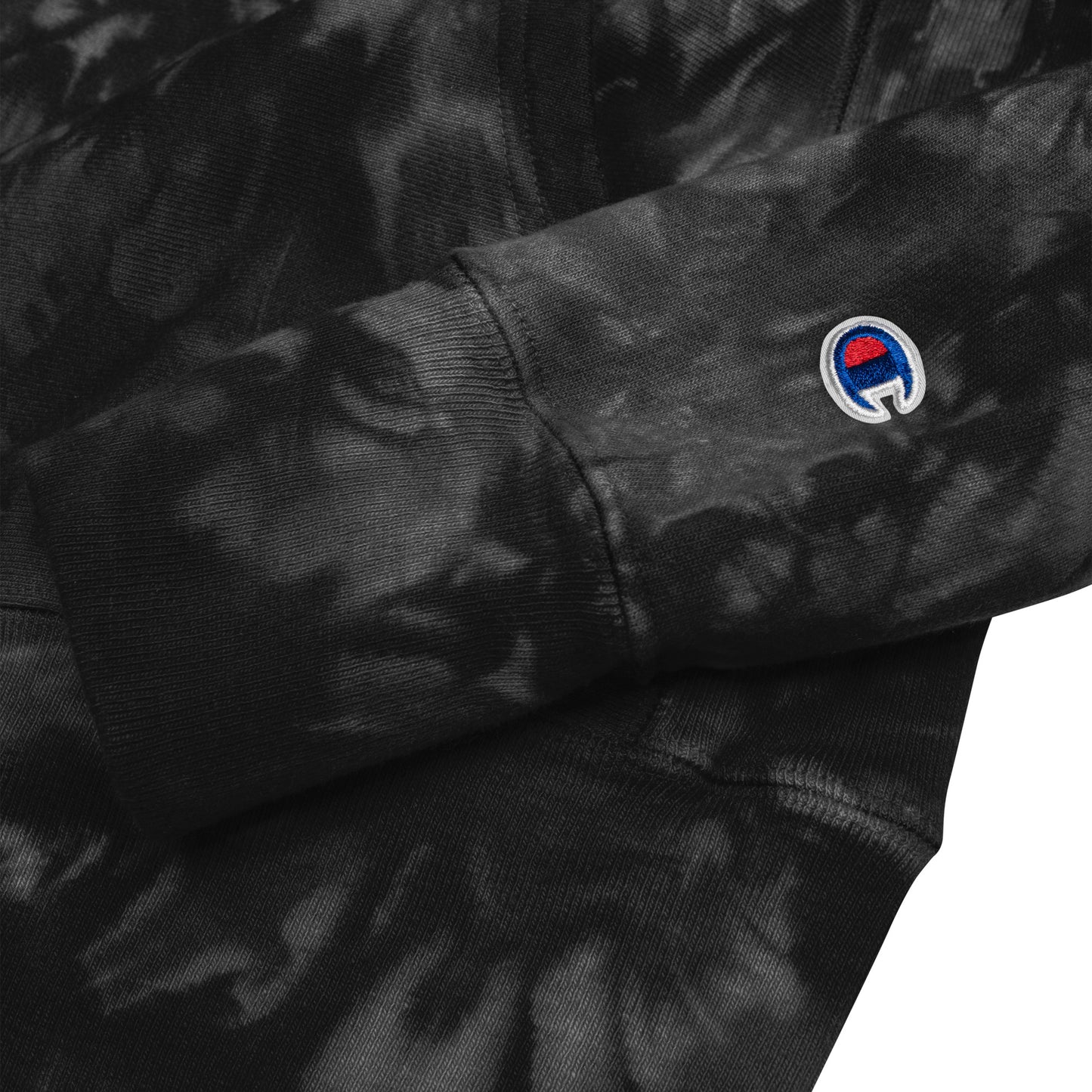 New York Apple Logo Embroidered Black Champion Tie-dye Hoodie Sweatshirt Scattered Streetwear