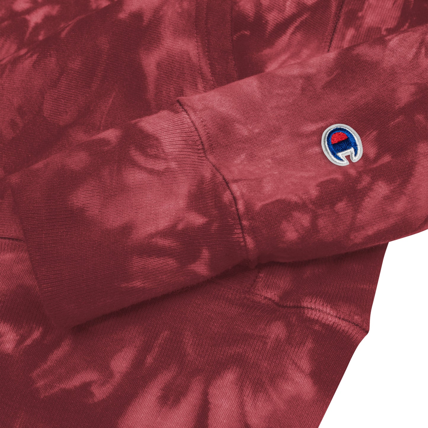 New York Apple Logo Embroidered Red Mulled Berry Champion Tie-dye Hoodie Sweatshirt Scattered Streetwear
