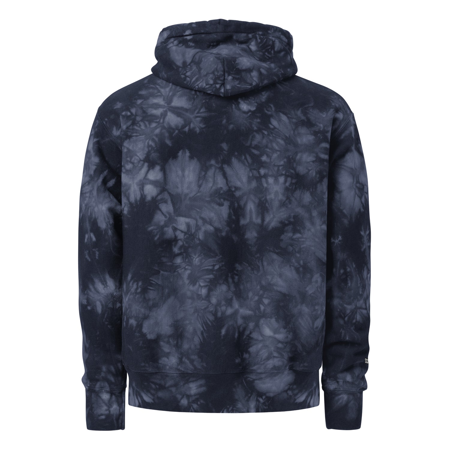 New York Apple Logo Embroidered Navy Blue Champion Tie-dye Hoodie Sweatshirt Scattered Streetwear