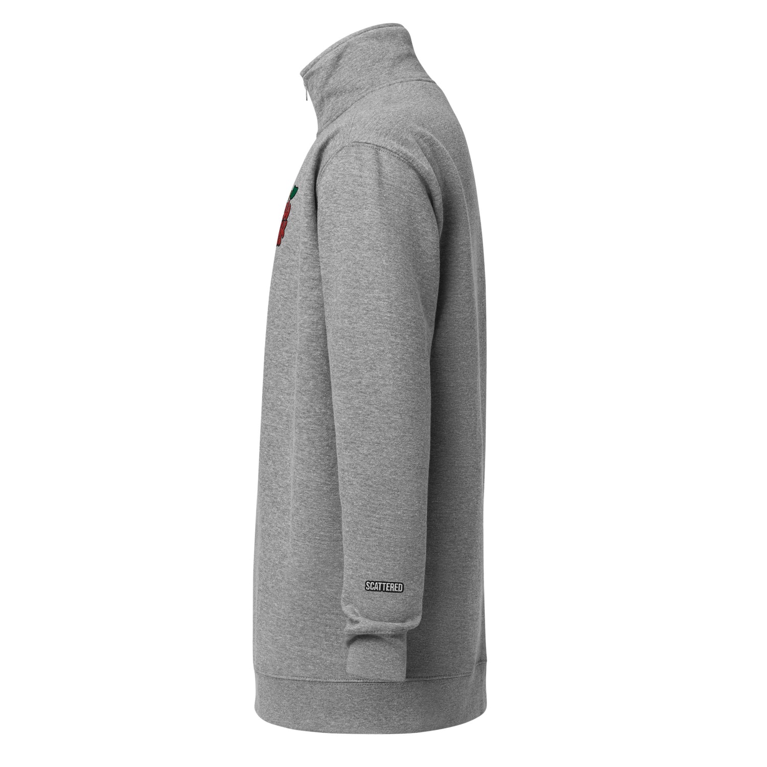 New York Apple Logo Embroidered Grey Fleece Pullover Sweatshirt Scattered Streetwear
