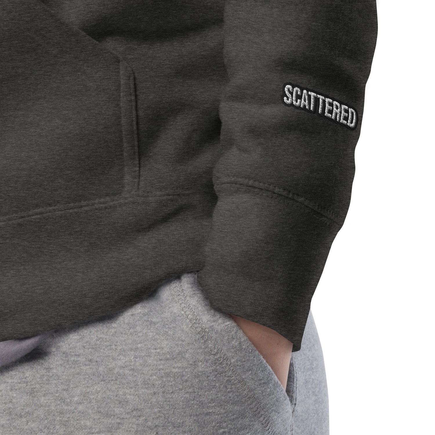 New York Apple Logo Embroidered Charcoal Grey Streetwear Hoodie Sweatshirt | Scattered