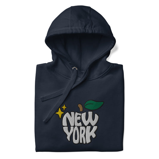 New York Apple Logo Embroidered Hoodie Sweatshirt