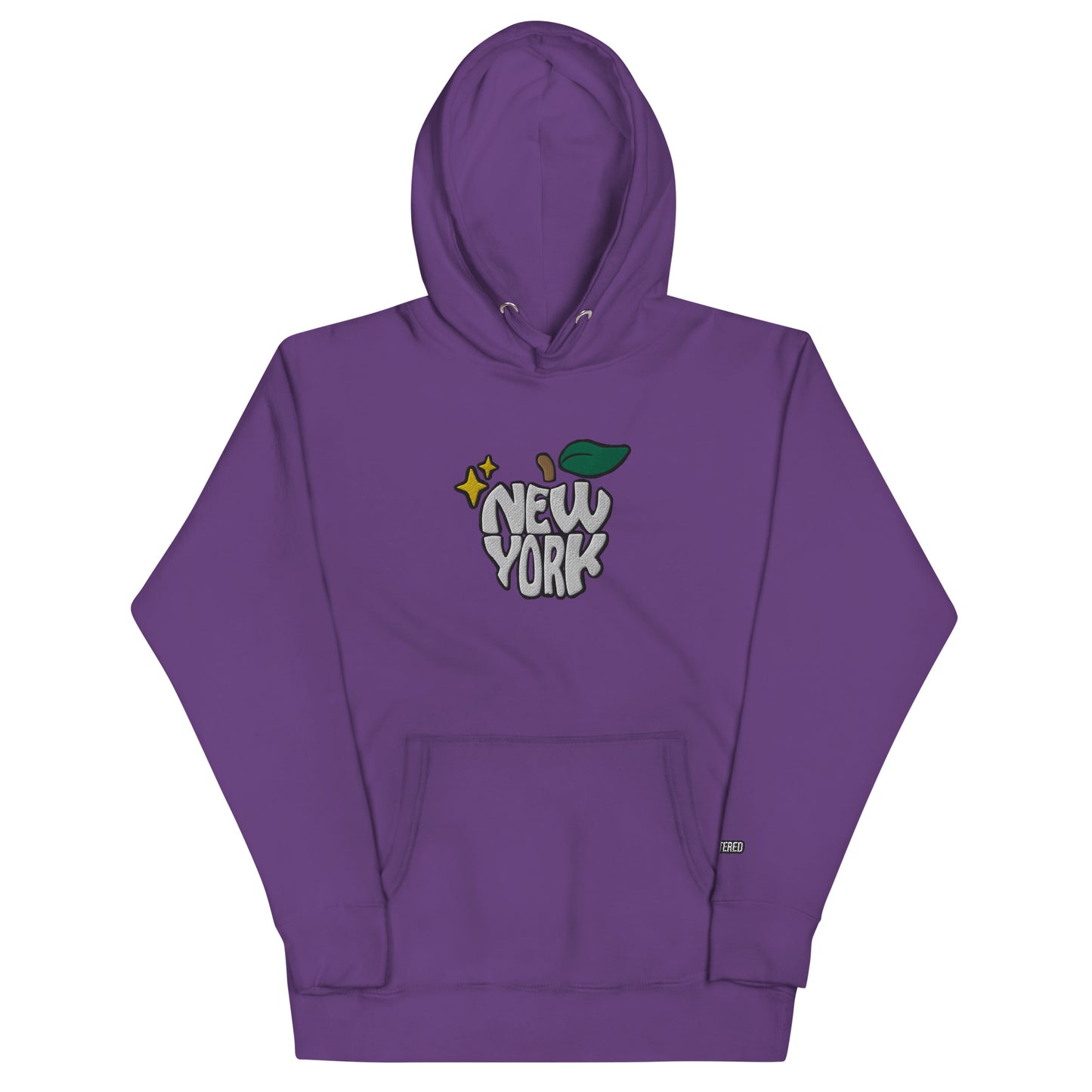 New York Apple Logo Embroidered Purple Streetwear Hoodie Sweatshirt | Scattered
