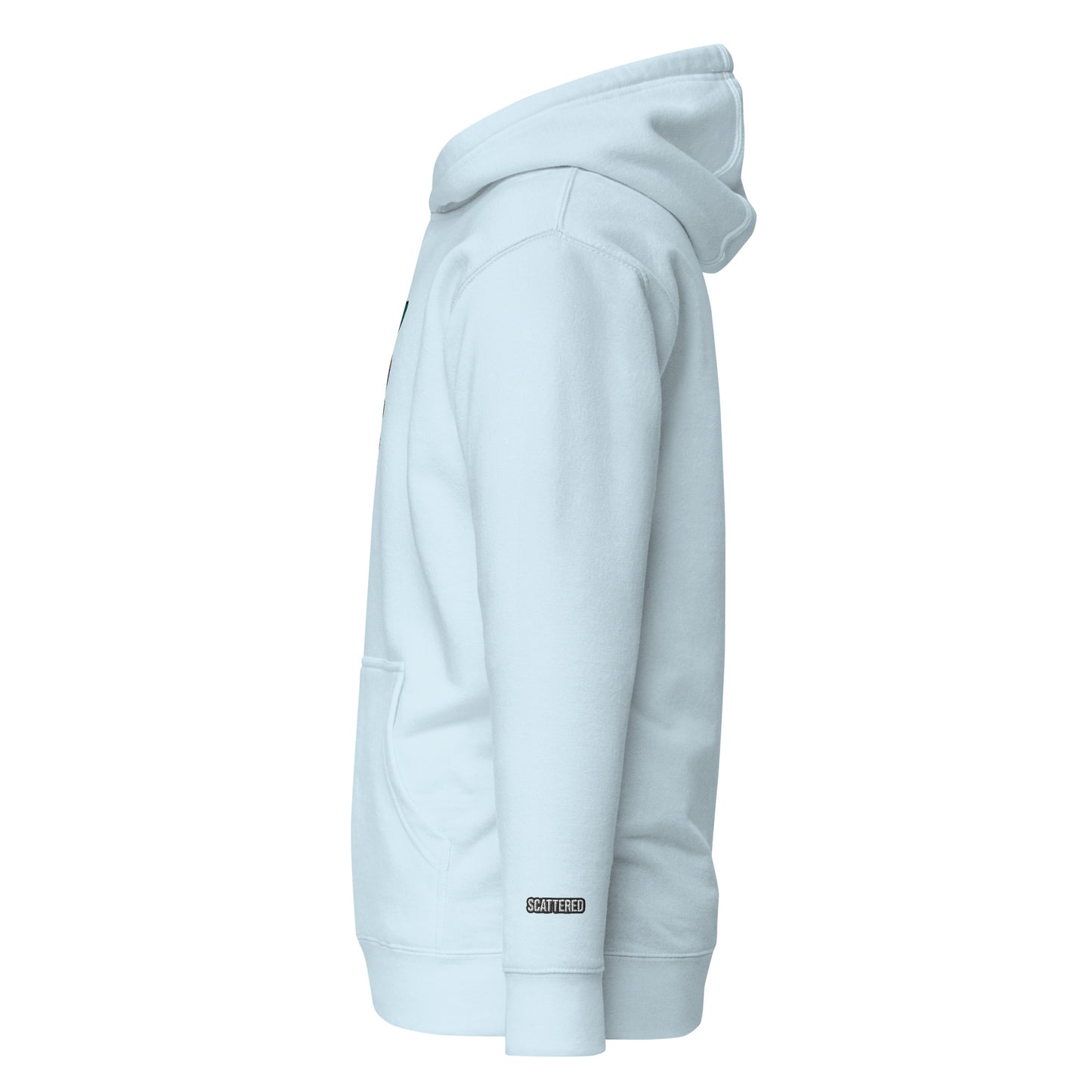 New York Apple Logo Embroidered Ice Blue Streetwear Hoodie Sweatshirt | Scattered