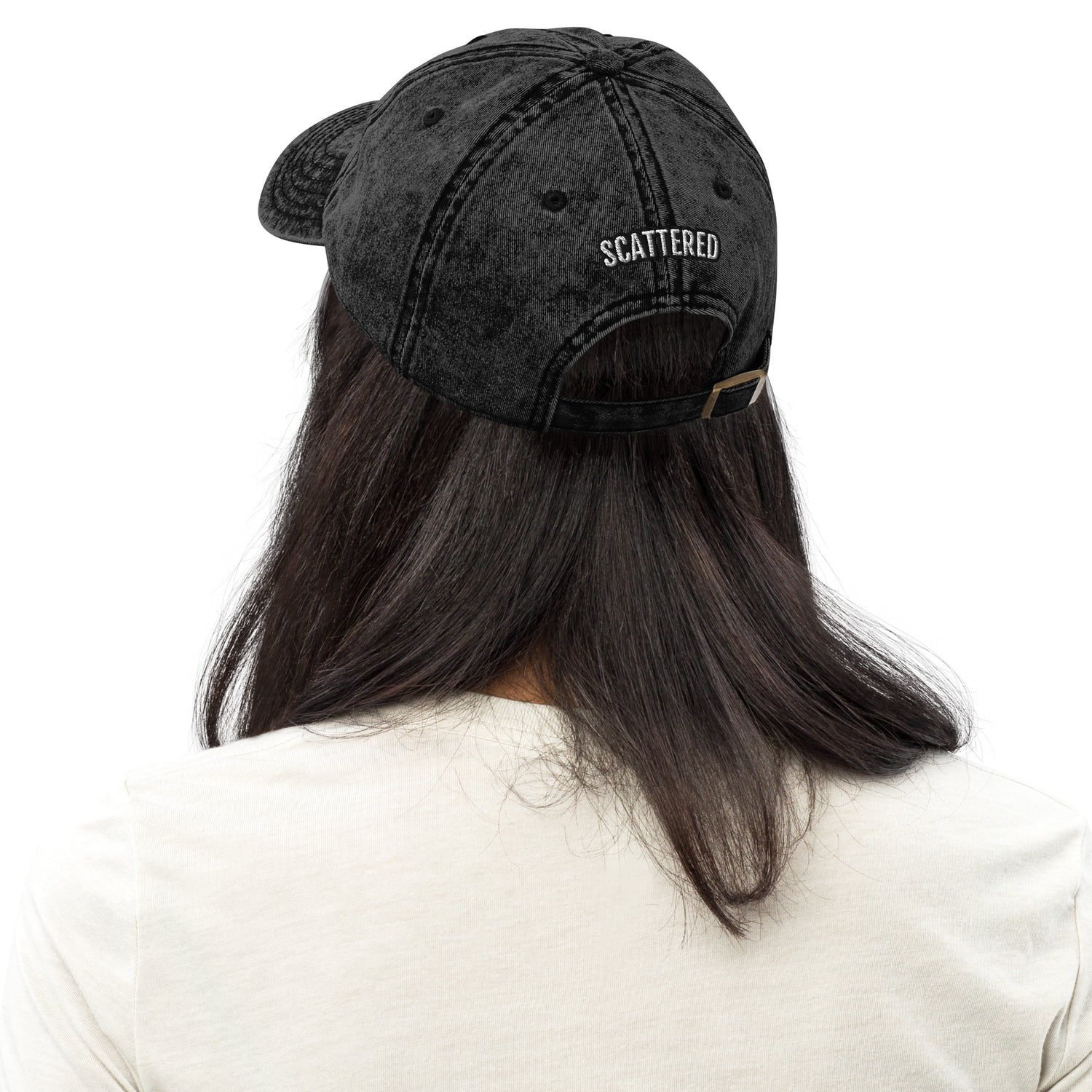 New York Apple Logo Embroidered Black Vintage Cotton Twill Hat Scattered Streetwear