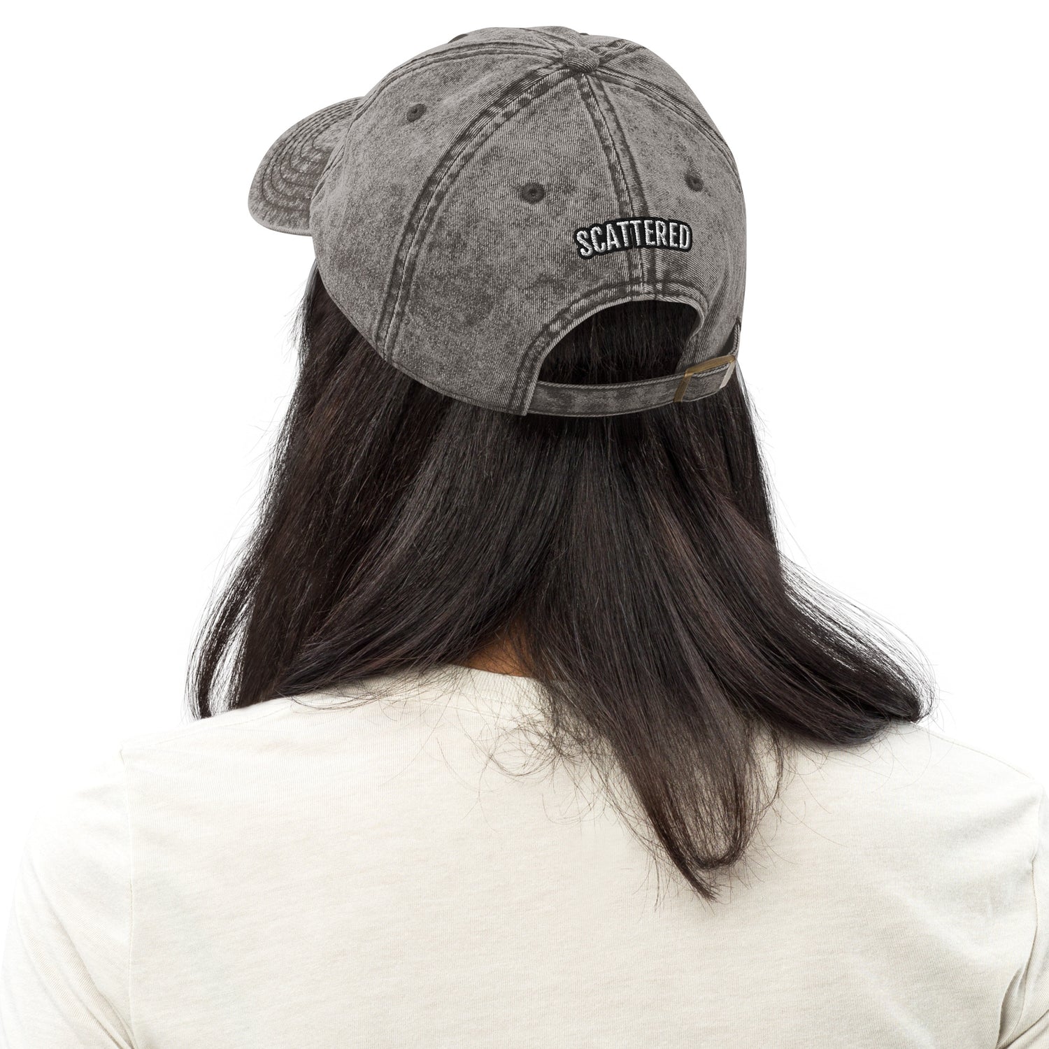 New York Apple Logo Embroidered Grey Vintage Cotton Twill Hat Scattered Streetwear