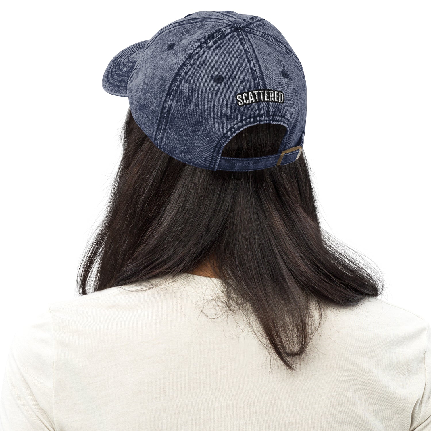 New York Apple Logo Embroidered Navy Blue Vintage Cotton Twill Hat Scattered Streetwear