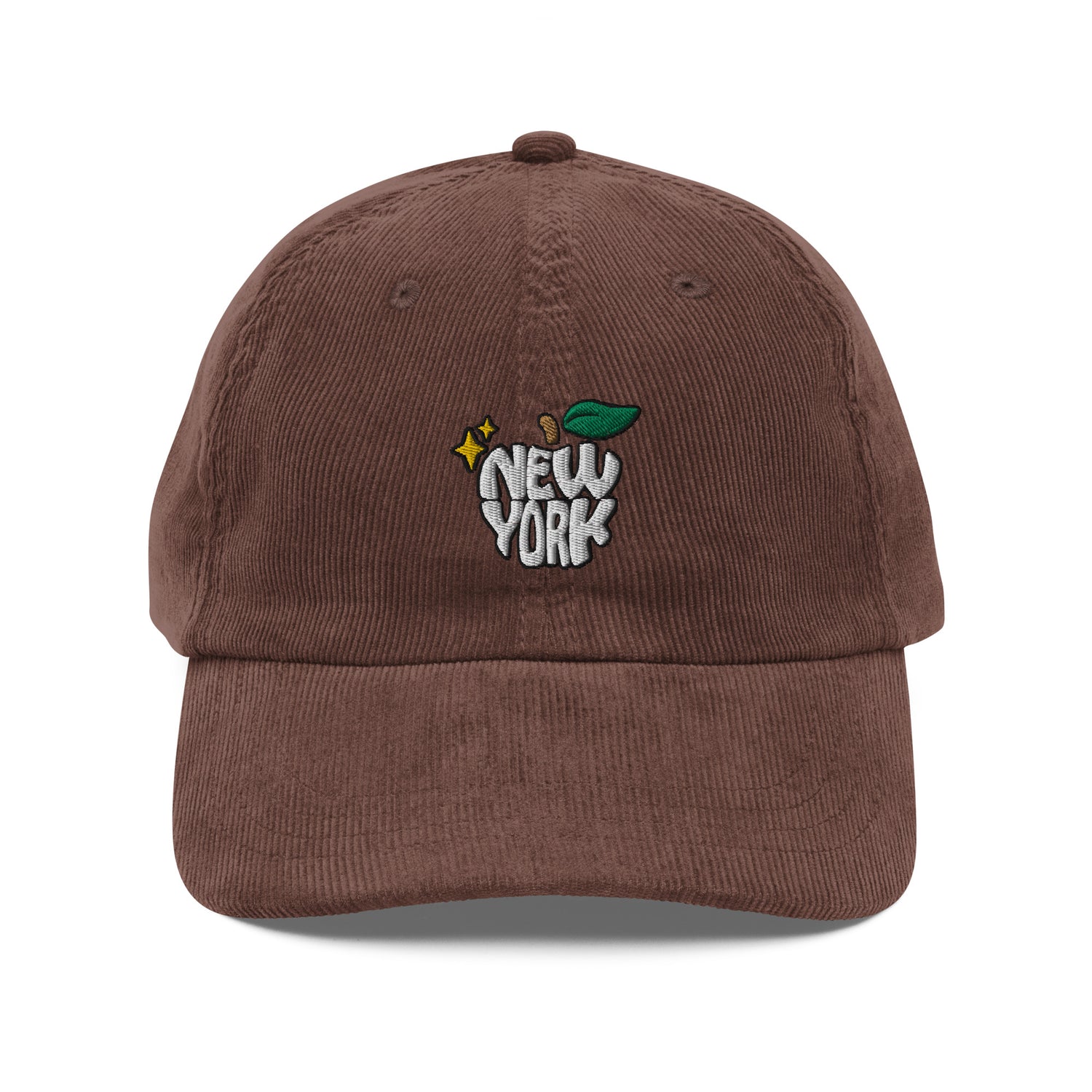 New York Apple Logo Embroidered Brown Vintage Corduroy Hat Scattered Streetwear