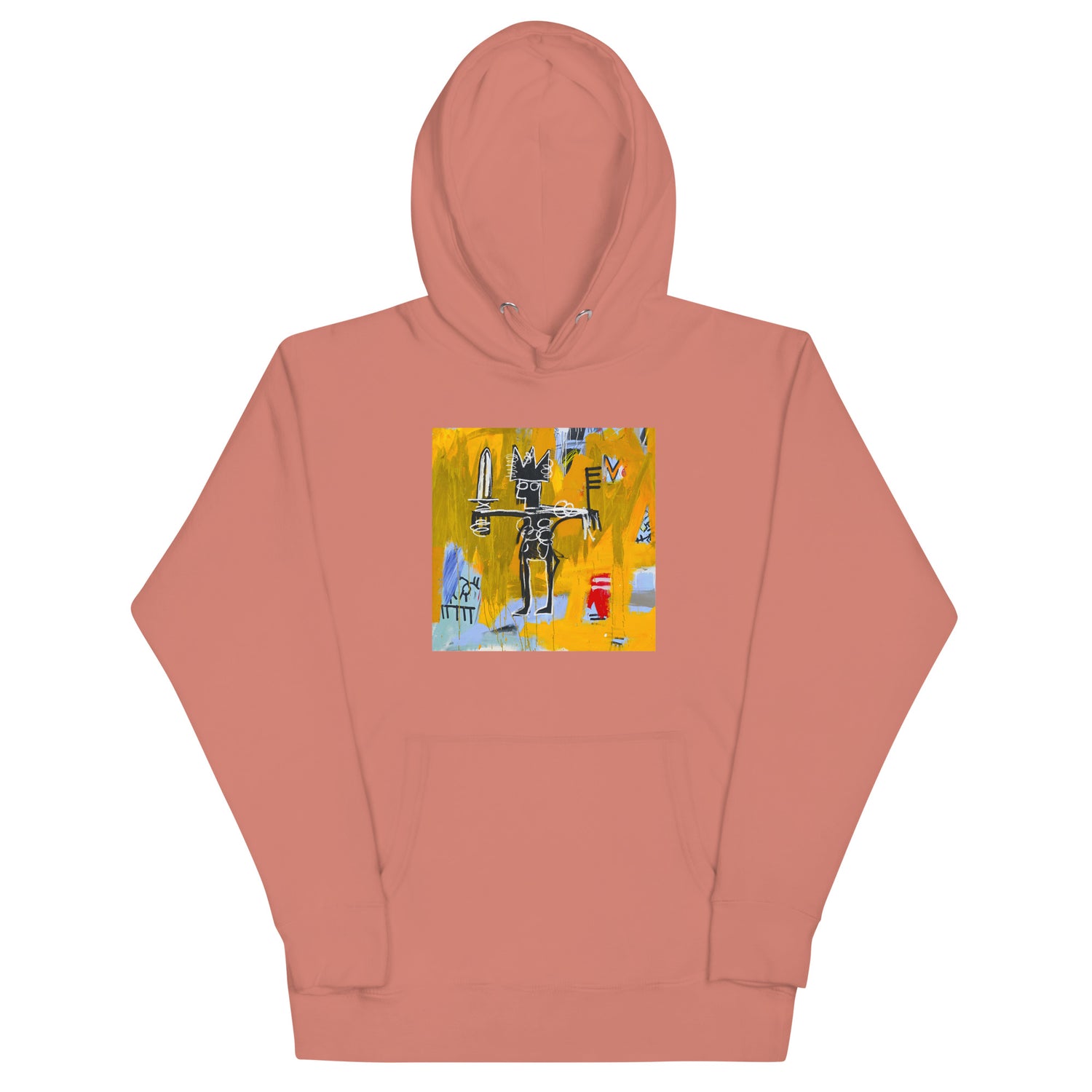 Jean-Michel Basquiat "Julius Caesar on Gold" Artwork Printed Premium Streetwear Sweatshirt Hoodie Salmon Pink