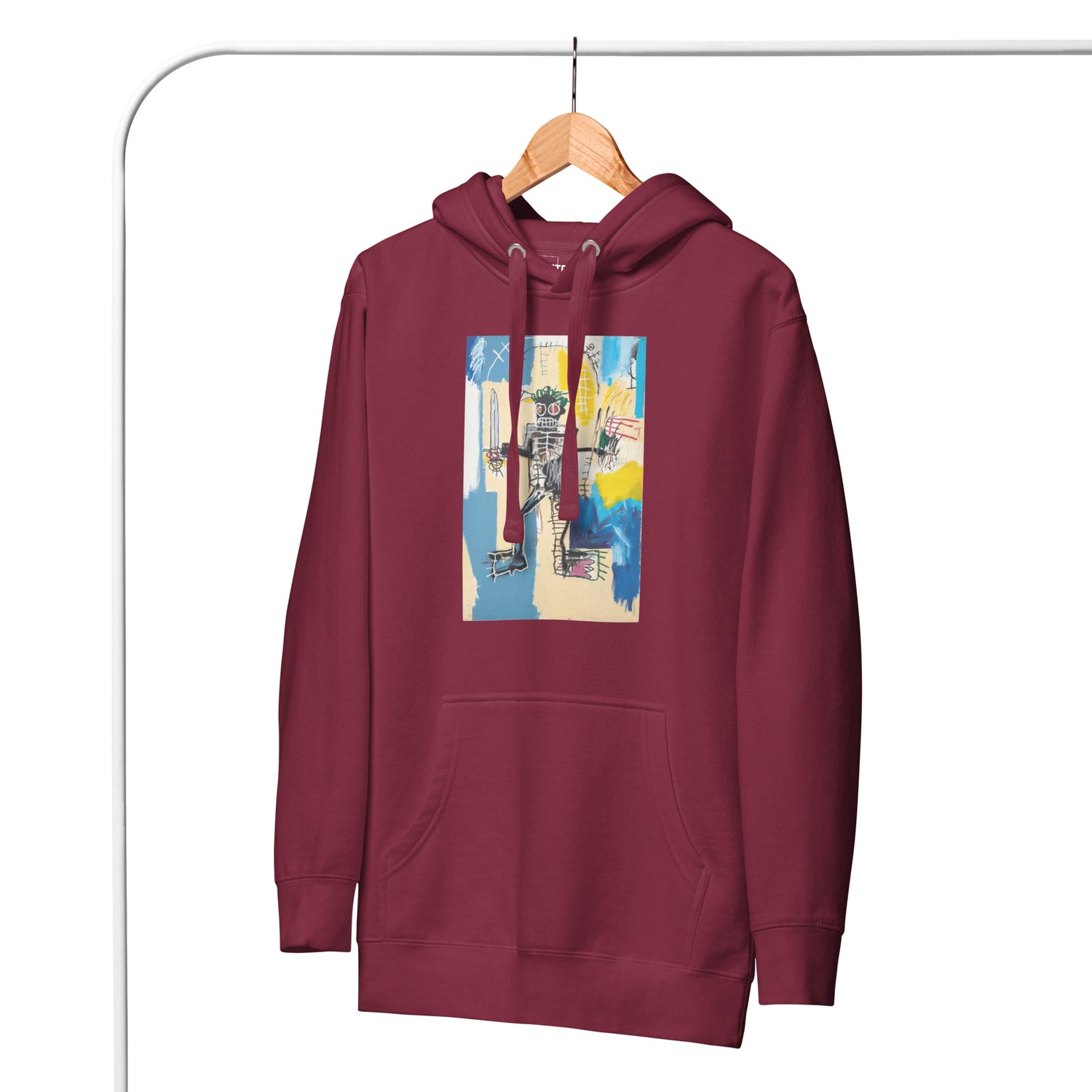 Jean-Michel Basquiat "Warrior" Artwork Printed Premium Streetwear Sweatshirt Hoodie Burgundy Red